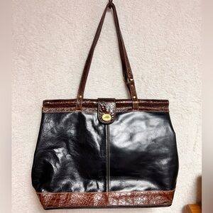 Brahmin vintage Black and Brown Leather Tote Bag